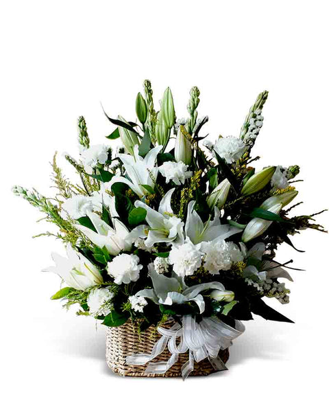 peaceful white lilies basket Peaceful White Basket – TFXPH Flowers and Gift Shop